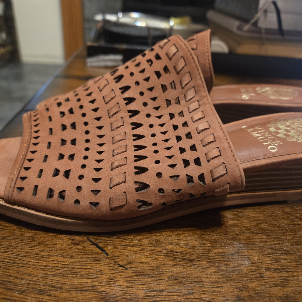 Vince Camuto Women's Brown Perforated Mules